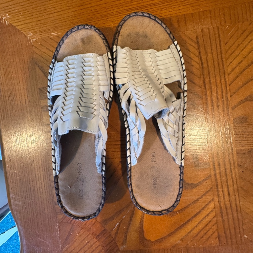 Duck Head White Woven Slide Sandals - Women